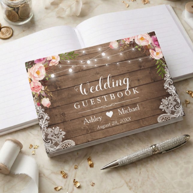 Rustikale Blumenstrauß-Hochzeit Gästebuch (Von Creator hochgeladen)