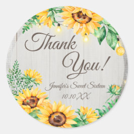 Rustikale Blumenstrauß Vielen Dank Runder Aufkleber