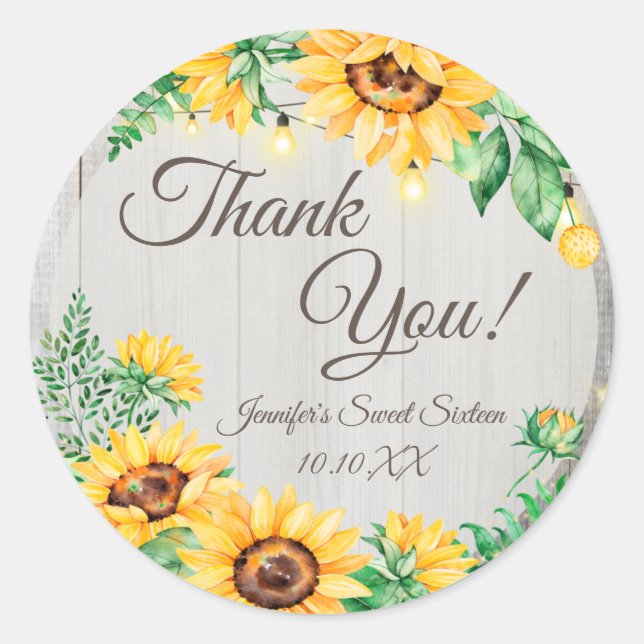 Rustikale Blumenstrauß Vielen Dank Runder Aufkleber (Vorderseite)