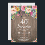 Rustikale Blumenüberraschung 40. Geburtstag Einlad Einladung<br><div class="desc">Rustikale Blumenüberraschung 40. Geburtstag Einladung für Frauen. Wasserfarbene Blume, rustikaler Holzboden. Vintage Retro. Erwachsener Geburtstag. Frauen Girl Lady Teenage Teenage Bday Bash Invite. 13. 15. 16. 18. 20. 21. 30. 40. 50. 60. 70. 80. 90. 100. Jedes Alter. Für weitere Anpassungen klicken Sie bitte auf die Schaltfläche "Anpassen" und verwenden...</div>