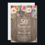 Rustikale Blumenüberraschung 50. Geburtstag Einlad Einladung<br><div class="desc">Rustikale Blumenüberraschung 50. Geburtstag Einladung für Frauen. Wasserfarbene Blume, rustikaler Holzboden. Vintage Retro. Erwachsener Geburtstag. Frauen Girl Lady Teenage Teenage Bday Bash Invite. 13. 15. 16. 18. 20. 21. 30. 40. 50. 60. 70. 80. 90. 100. Jedes Alter. Für weitere Anpassungen klicken Sie bitte auf die Schaltfläche "Anpassen" und verwenden...</div>