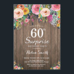 Rustikale Blumenüberraschung 60. Geburtstag Einlad Einladung<br><div class="desc">Rustikale Blumenüberraschung 60. Geburtstag Einladung für Frauen. Aquarellblaue Blume, rustikaler Holzhintergrund. Vintages Retro. Erwachsener zum Geburtstag. Frauen Mädchen Lady Teen Teenage Bday Bash Einladung. 13. 15. 16. 18. 20. 21. 30. 40. 50. 60. 70. 80. 90. Jedes Alter. Für weitere Anpassungen klicken Sie bitte auf die Schaltfläche "Anpassen" und verwenden...</div>
