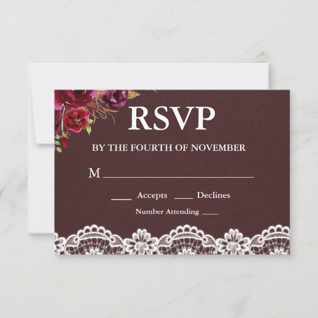 Rustikale Blumenzange Hochzeit RSVP Karte (Vorderseite)