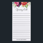 Rustikale Blumenzeremonie mit Namen Magnetischer Notizblock<br><div class="desc">Das personalisierte Notizblock für Ihren Kühlschrank ist ein schönes,  blumengeschmücktes Aquarell-Design mit einem rustikal-boho-inspirierten Look. Es umfasst eine obere Grenze mit gemischten Blume in Rosa,  Bordeaux,  lila,  gelb,  pfirsichfarben und tiefgrüne Korallen. Personalisieren Sie Ihre Daten mit Ihrem Familiennamen oder anderen gewünschten Text.</div>
