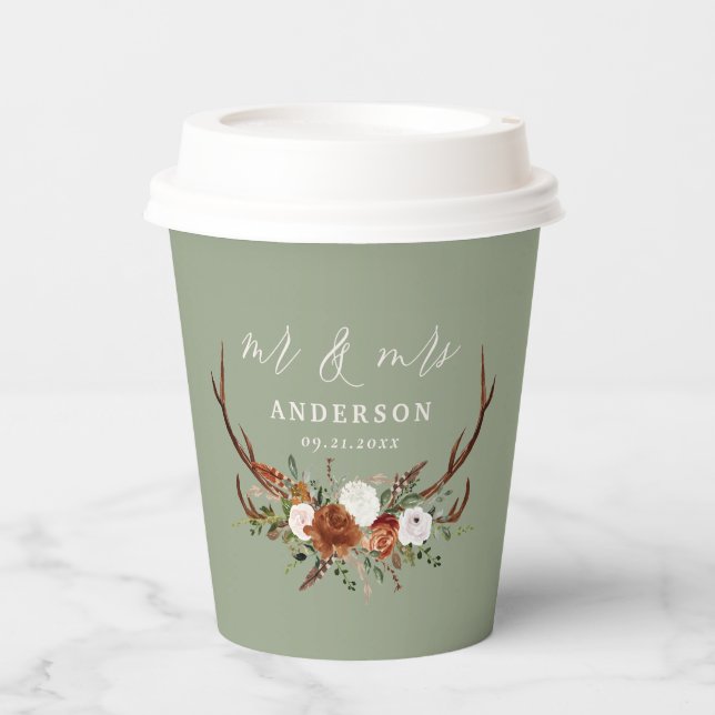 Rustikale Blumenzwiese Pappbecher (Vorderseite)