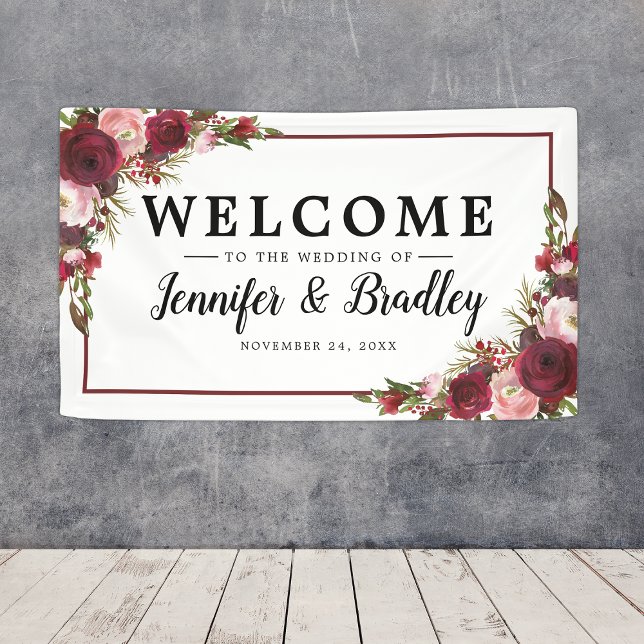 Rustikale Blush Burgund Blume Hochzeit Banner (Von Creator hochgeladen)
