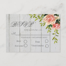 Rustikale Blush Floral Elegantes Skript Hochzeit RSVP Karte