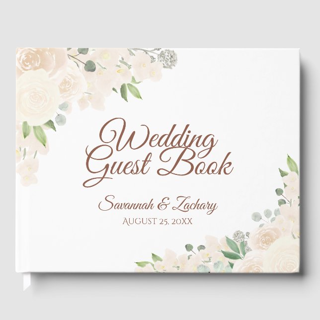 Rustikale Blush Peach floral Boho Chic Hochzeit Gästebuch (Vorderseite)