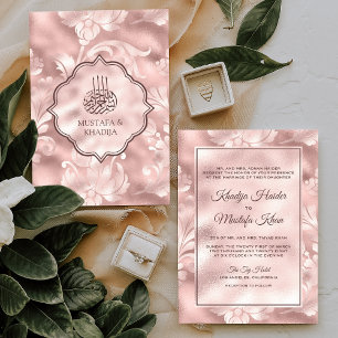 Rustikale Blush Pink Filigree Bläserblütenhochzeit Einladung