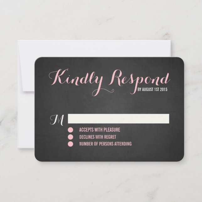 Rustikale Blush Script-Hochzeit RSVP-Karte RSVP Karte (Vorderseite)
