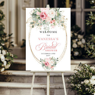 Rustikale Blush- und Gold-Brautparty-Begrüßung Poster