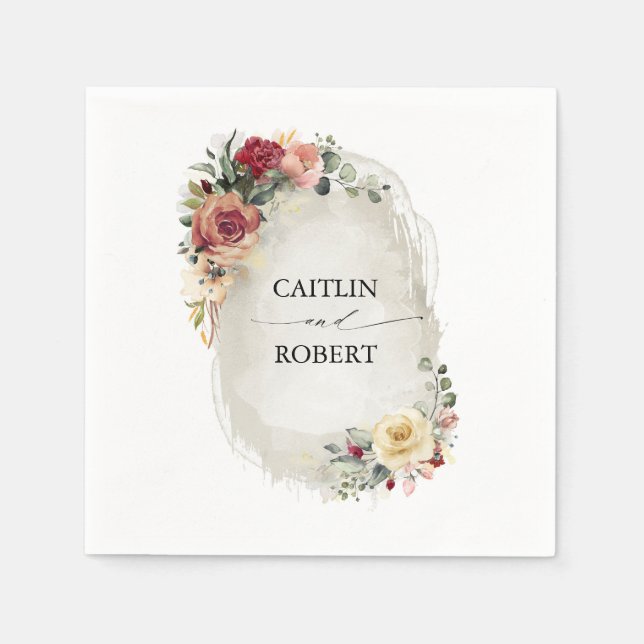 Rustikale blutblütige Hochzeit im Herbst Serviette (Vorderseite)