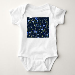 Rustikale Blüten: botanische Illustration. Baby Strampler