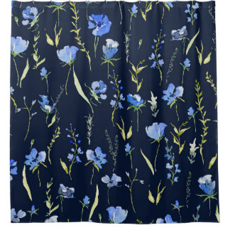 Rustikale Blüten: botanische Illustration. Duschvorhang