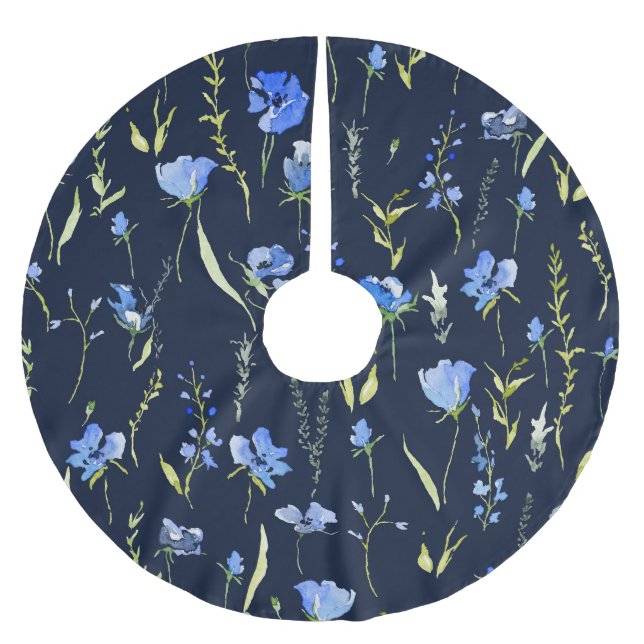 Rustikale Blüten: botanische Illustration. Polyester Weihnachtsbaumdecke (Vorderseite)