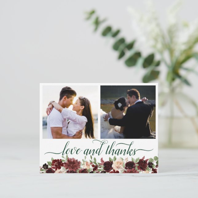 Rustikale Blüten | Terracotta 2 Foto Liebe und Dan Postkarte (Stehend Vorderseite)