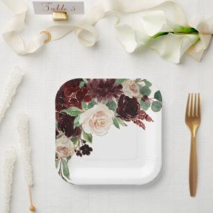 Rustikale Blüten Terracotta und Marsala Red Bouq Pappteller