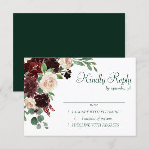 Rustikale Blüten   Terracotta und Marsala Rote Flo RSVP Karte