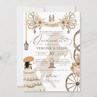 Rustikale Blütenblume Charro Kleid Quinceanera Einladung