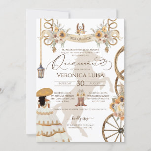 Rustikale Blütenblume Charro Kleid Quinceañera Einladung