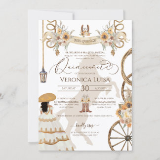 Rustikale Blütenblume Charro Kleid Quinceanera I Einladung