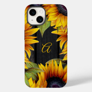 Rustikale Blütenblumen Gelbholz-Monogramm Case-Mate iPhone 14 Hülle