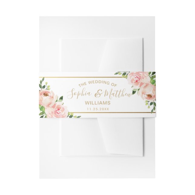 Rustikale Blütenblüten Rose Hochzeit im Grünen Einladungsbanderole (Vorderseite Beispiel)