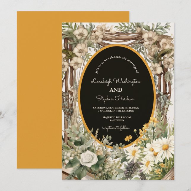 Rustikale Blütenblütenhochzeit Einladung (Vorne/Hinten)