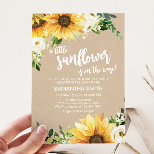 Rustikale Blütendusche Einladung (Rustic Sunflower Baby Shower Invitation)