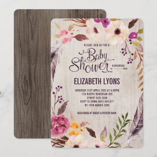 Rustikale Blütendusche Einladung Boho Party