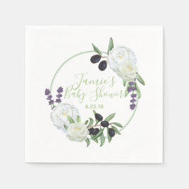 Rustikale Blütendusche Romantische Gardenias Sage Serviette