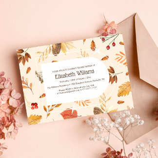 Rustikale Blütendusche und botanische Foliage Baby Einladung