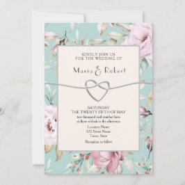 Rustikale Blütenfarbe Rosa Einladung zur Hochzeit