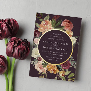 Rustikale Blütenfarbenblütenhochzeit Folieneinladung
