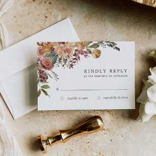 Rustikale Blütenfarbenblütenhochzeit RSVP Karte
