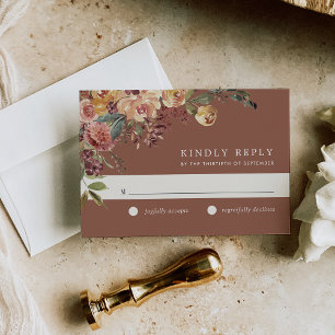 Rustikale Blütenfarbenblütenhochzeit RSVP Karte