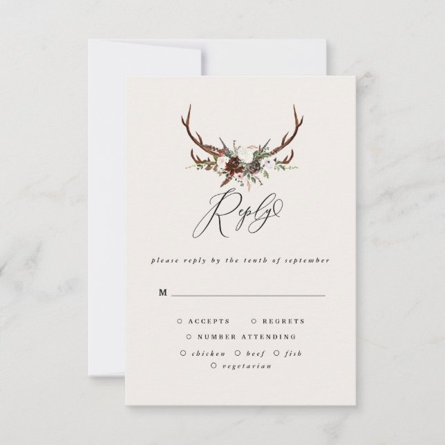 Rustikale Blütenhochzeit R.S.V.P RSVP Karte (Vorderseite)