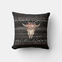 Rustikale Blütenkuh Skull Boho Chic Country Glam Kissen