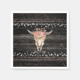 Rustikale Blütenkuh Skull Boho Chic Country Glam Serviette