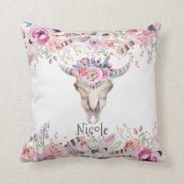 Rustikale Blütenkuh Skull Boho Chic Glam Custom Kissen