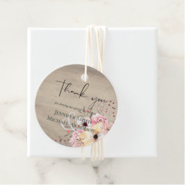 Rustikale Blütenpink-Blütenhochzeit Geschenkanhänger