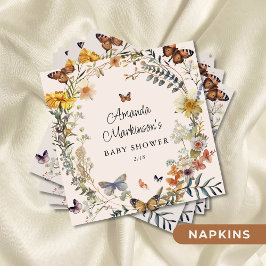 Rustikale Blütenschmetterlingsweibchen Neutrale Ba Serviette