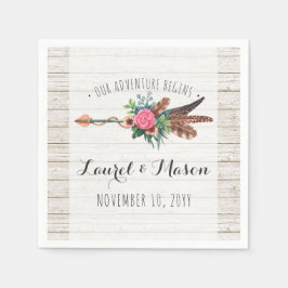 Rustikale Bohemisch Feathers Arrow Hochzeitsempfeh Serviette