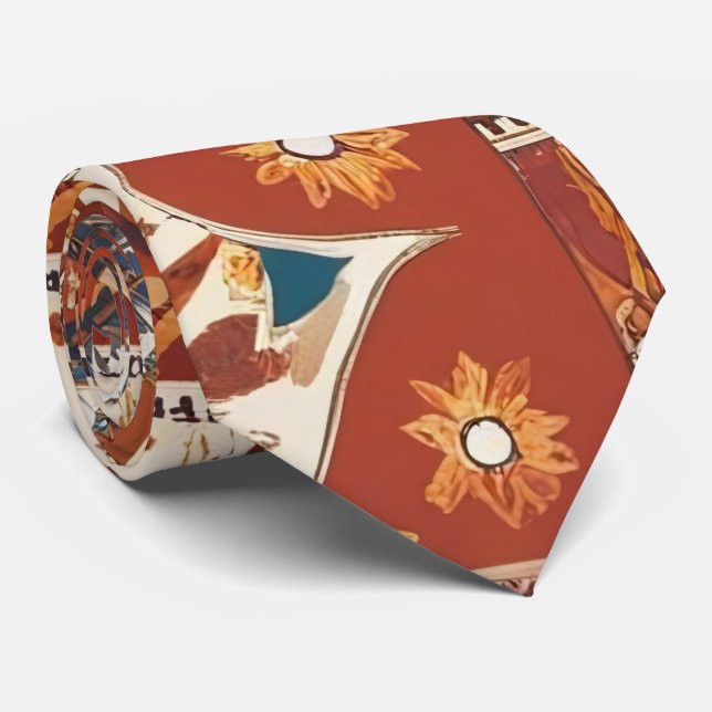 Rustikale Bohemische Arrow & Floral Neck Tie Krawatte (Gerollt)