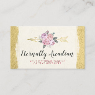 Rustikale Bohemische Blumenpfeile Gold Boho Social Visitenkarte