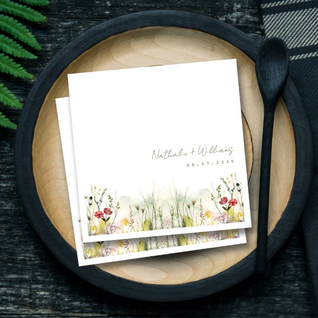 Rustikale Bohemische Grüne Personalisierte Hochzei Serviette (Bohemian_ Nature-Inspired Beauty Wedding Napkins )