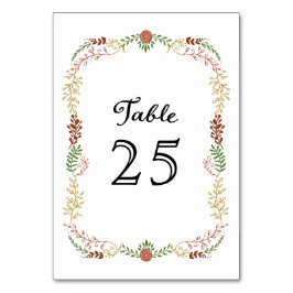 Rustikale Bohemische Herbstblumenzeremonie Tischnummer