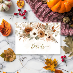 Rustikale Bohemische Herbstblütenhochzeit   Begleitkarte