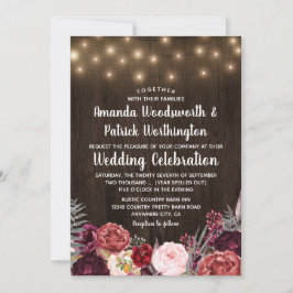 Rustikale Bohemische Marsala Peony Wedding Einladu Einladung