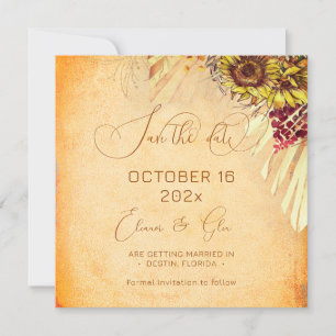 Rustikale Bohemische Sonnenblumenhochzeit Save The Date